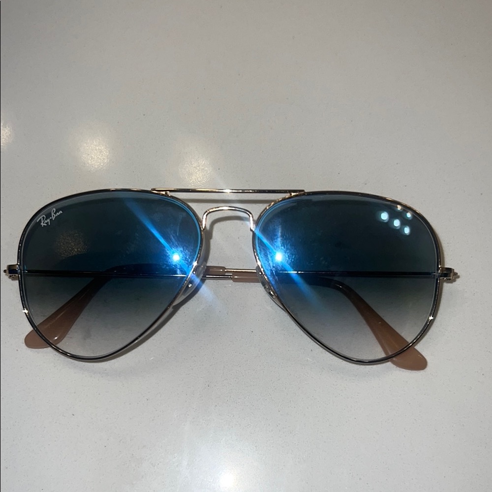 Ray-Ban Aviator Sunglasses with Blue Lenses
